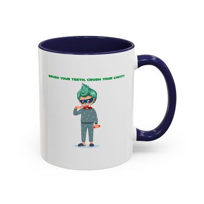 Accent Coffee Mug - Super kiddo brushing teeth - [[{"value":"Wonderwear Kid"}]]