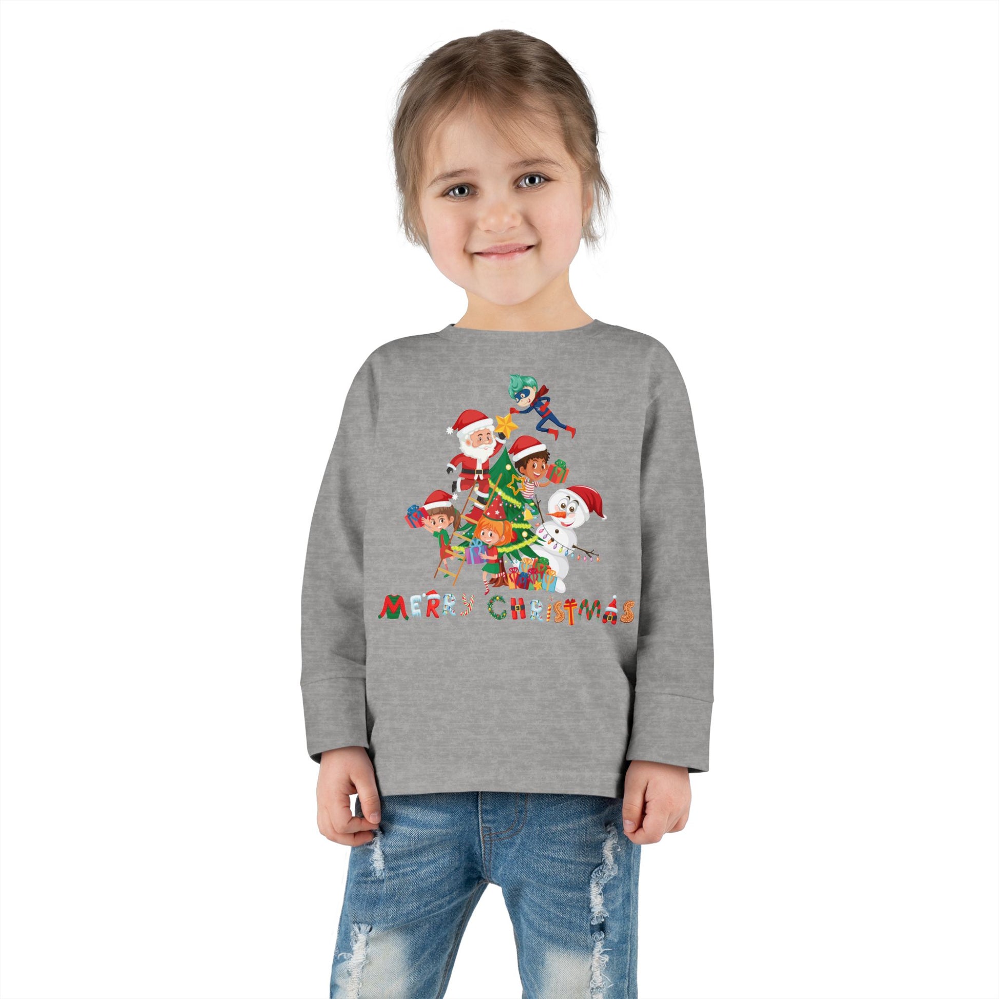 Toddler Long Sleeve Tee - Super kiddo making christmas tree with text - [[{"value":"Wonderwear Kid"}]]