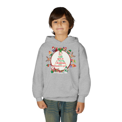 Youth Heavy Blend Hooded Sweatshirt - We wish you a merry christmas - [[{"value":"Wonderwear Kid"}]]