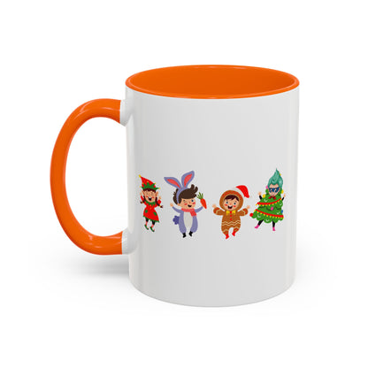 Accent Coffee Mug - Super kiddo in christmas tree attire - [[{"value":"Wonderwear Kid"}]]