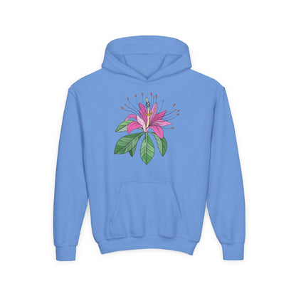 Youth Heavy Blend Hooded Sweatshirt - Purple flower Printify