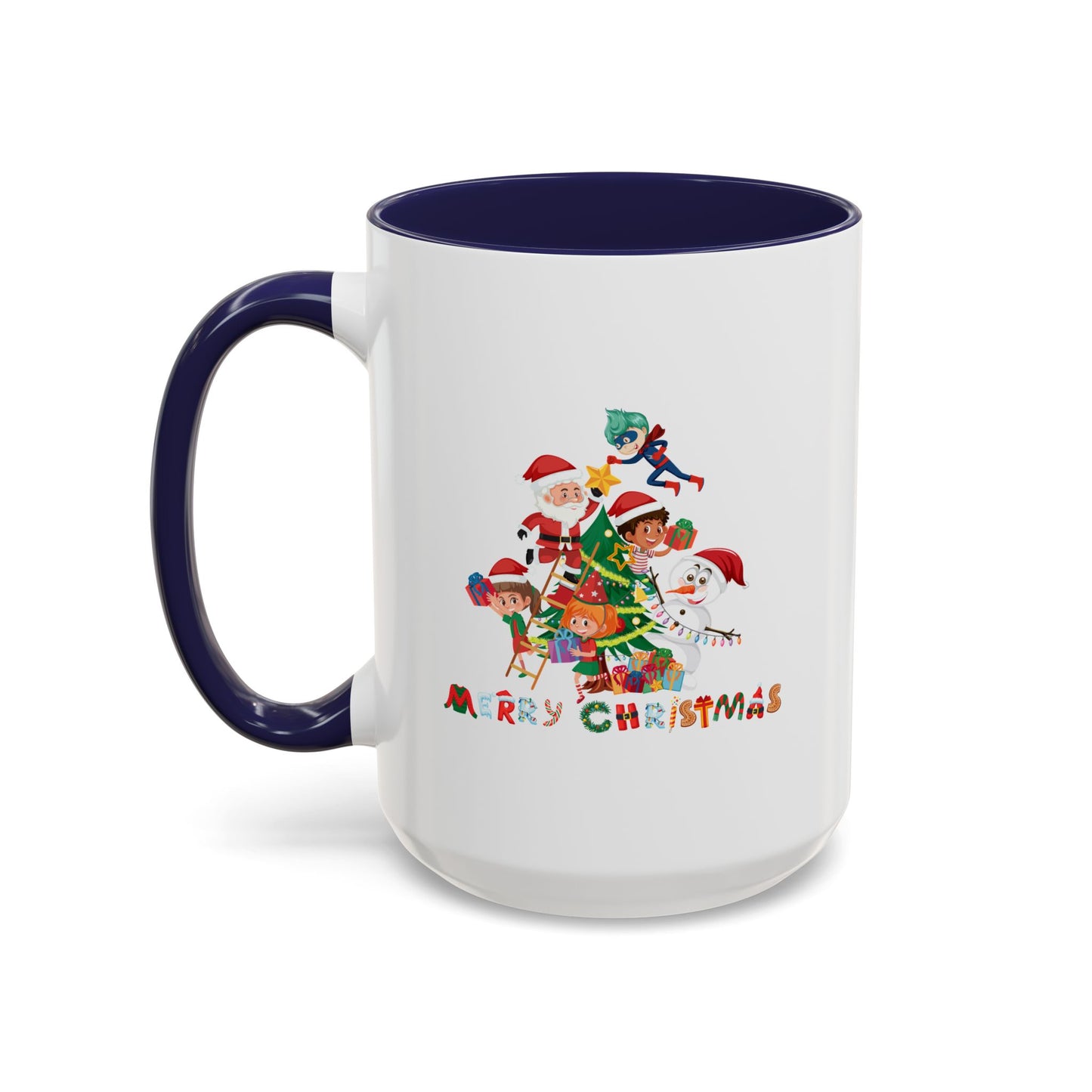 Accent Coffee Mug - Super kiddo making christmas tree with text
