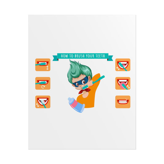 Rolled Posters - Super kiddo how to brush teeth - [[{"value":"Wonderwear Kid"}]]