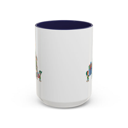 Accent Coffee Mug - Super kiddo putting gifts on christmas tree - [[{"value":"Wonderwear Kid"}]]
