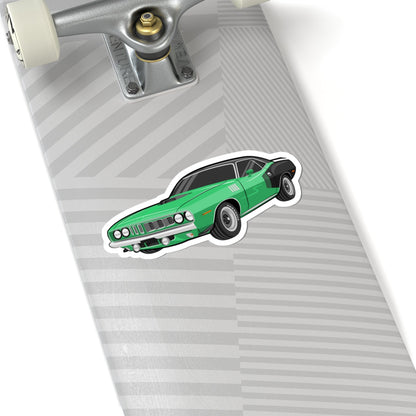 Kiss-Cut Vinyl Decals - Vintage green car Printify
