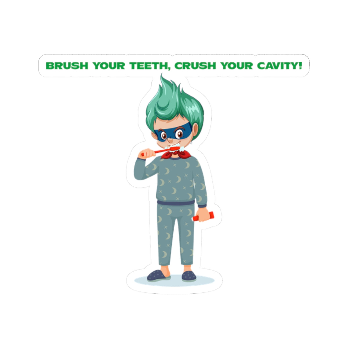 Kiss-Cut Stickers - Super kiddo brushing teeth - [[{"value":"Wonderwear Kid"}]]