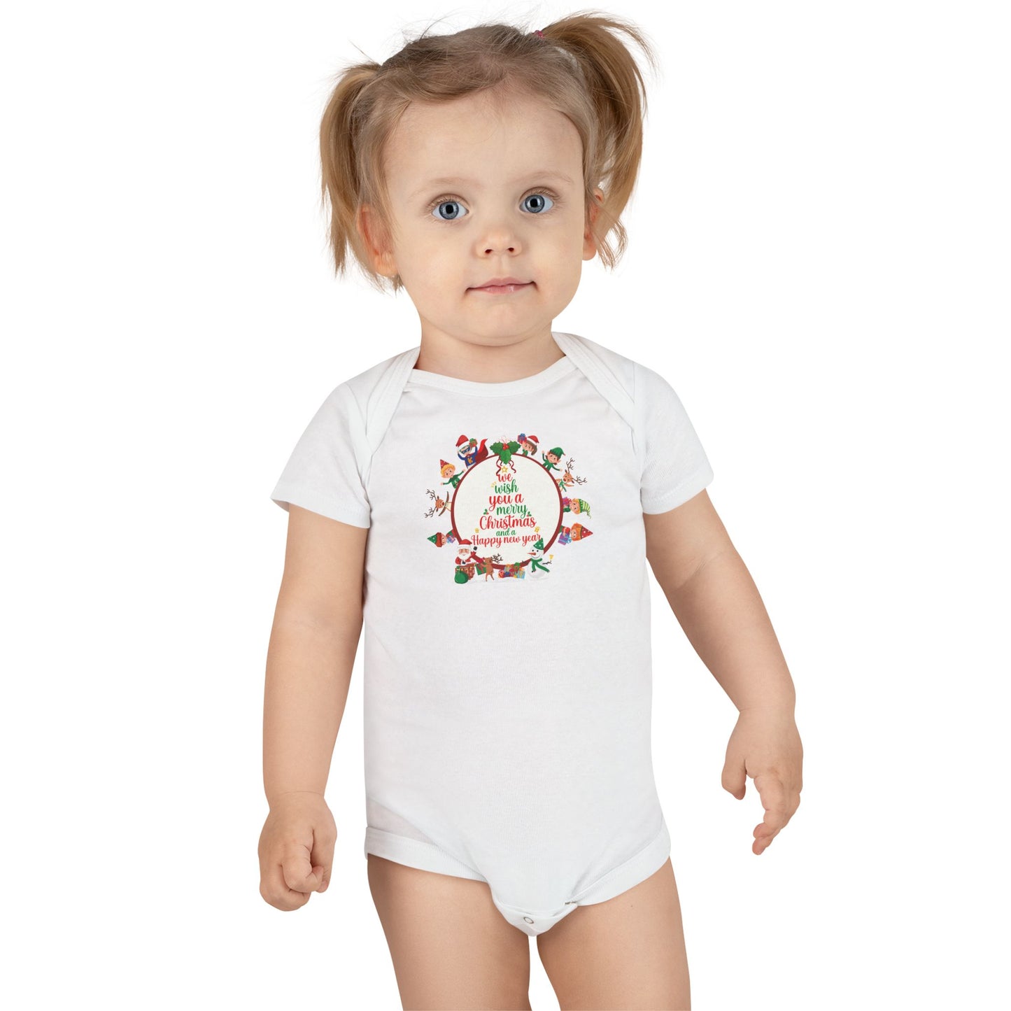 Baby Short Sleeve Onesie - We wish you a merry christmas