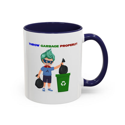 Accent Coffee Mug - Super kiddo taking trash out - [[{"value":"Wonderwear Kid"}]]