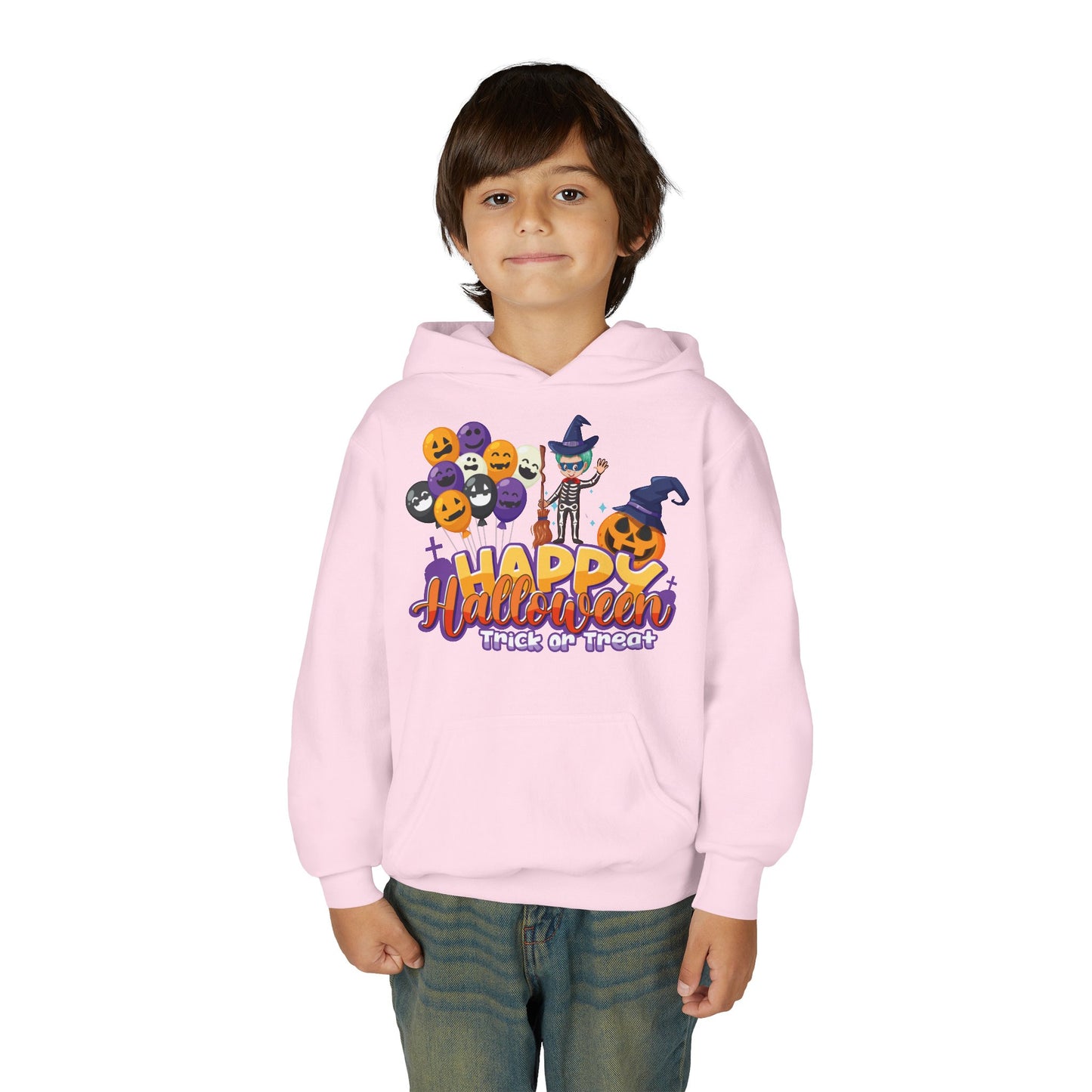 Youth Heavy Blend Hooded Sweatshirt - Happy halloween trick or treat