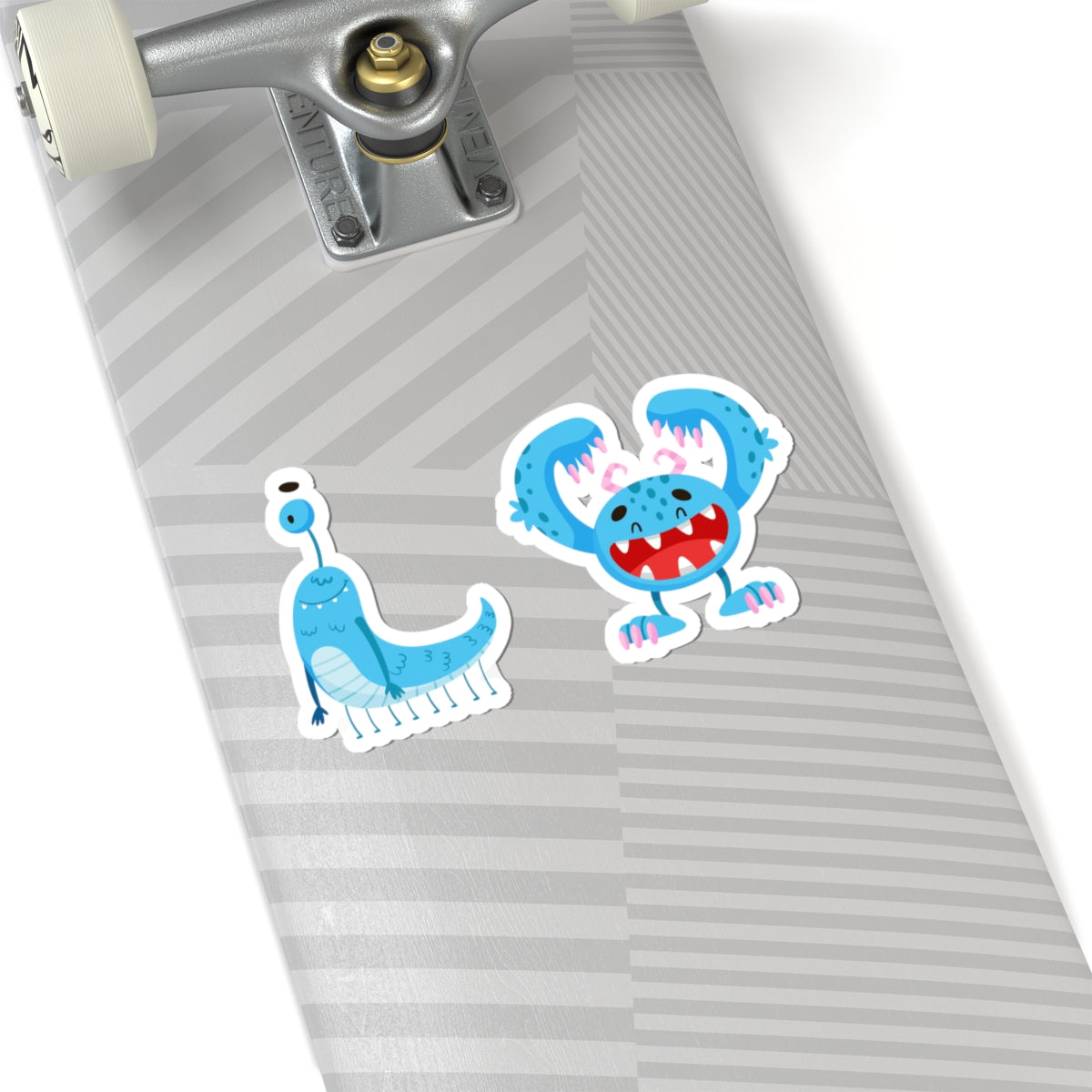 Kiss-Cut Vinyl Decals - Happy toothy blue monsters