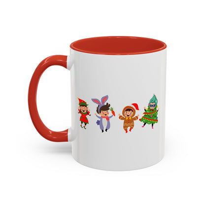 Accent Coffee Mug - Super kiddo in christmas tree attire - [[{"value":"Wonderwear Kid"}]]