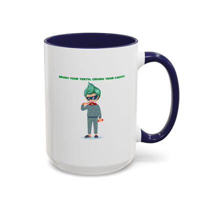 Accent Coffee Mug - Super kiddo brushing teeth - [[{"value":"Wonderwear Kid"}]]