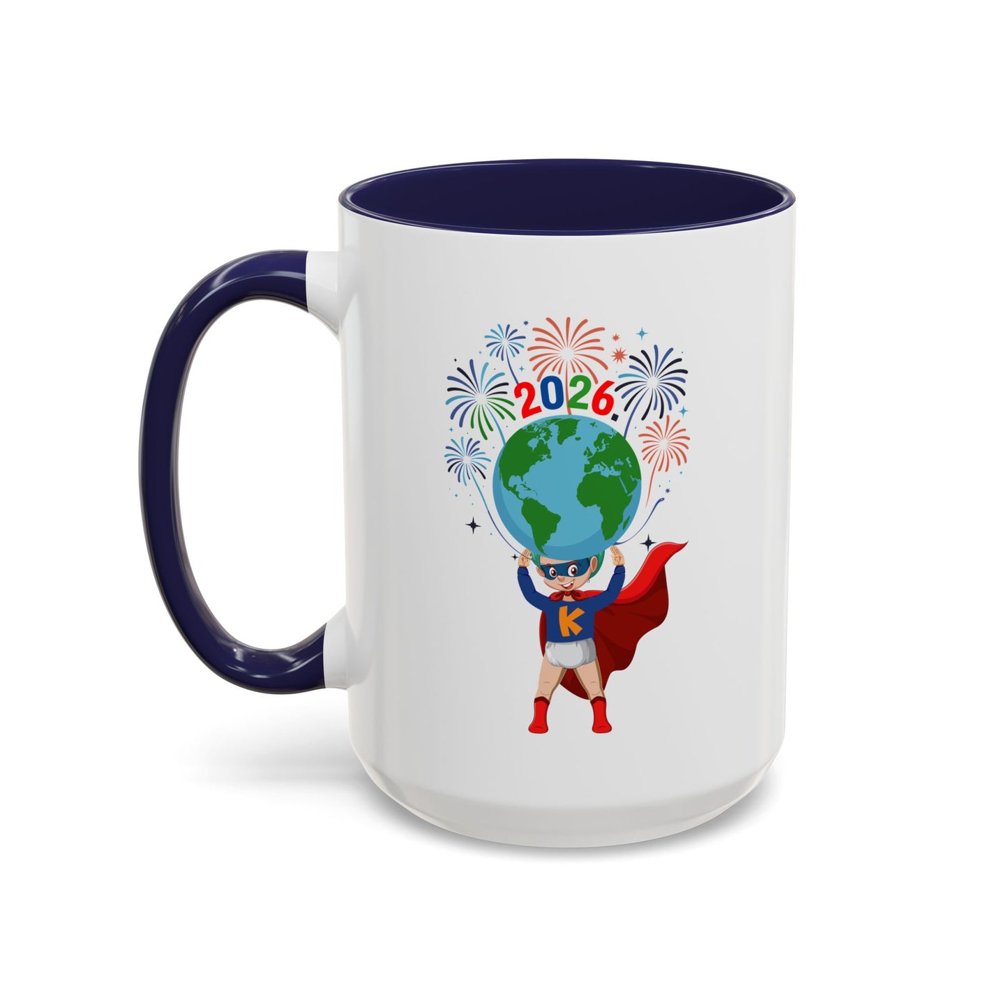 Accent Coffee Mug - Super kiddo holding globe