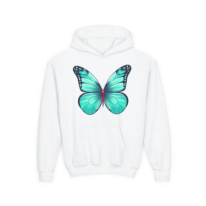 Youth Heavy Blend Hooded Sweatshirt - Butterfly - blue Printify