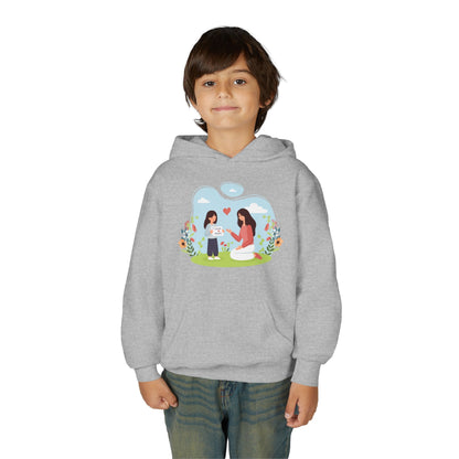 Youth Heavy Blend Hooded Sweatshirt -  Mother and daughter love Printify