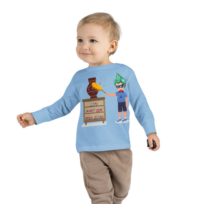 Toddler Long Sleeve Tee - Super kiddo cleaning a vase - [[{"value":"Wonderwear Kid"}]]