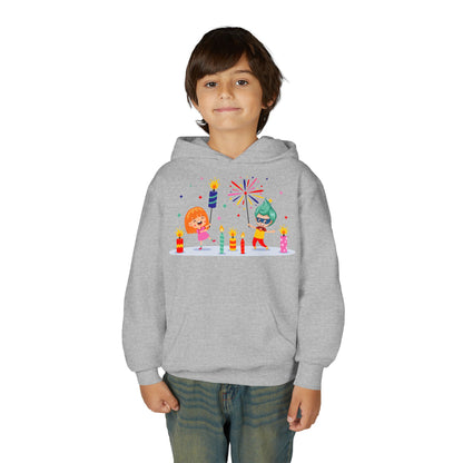 Youth Heavy Blend Hooded Sweatshirt - Super kiddo lighting fireworks - [[{"value":"Wonderwear Kid"}]]