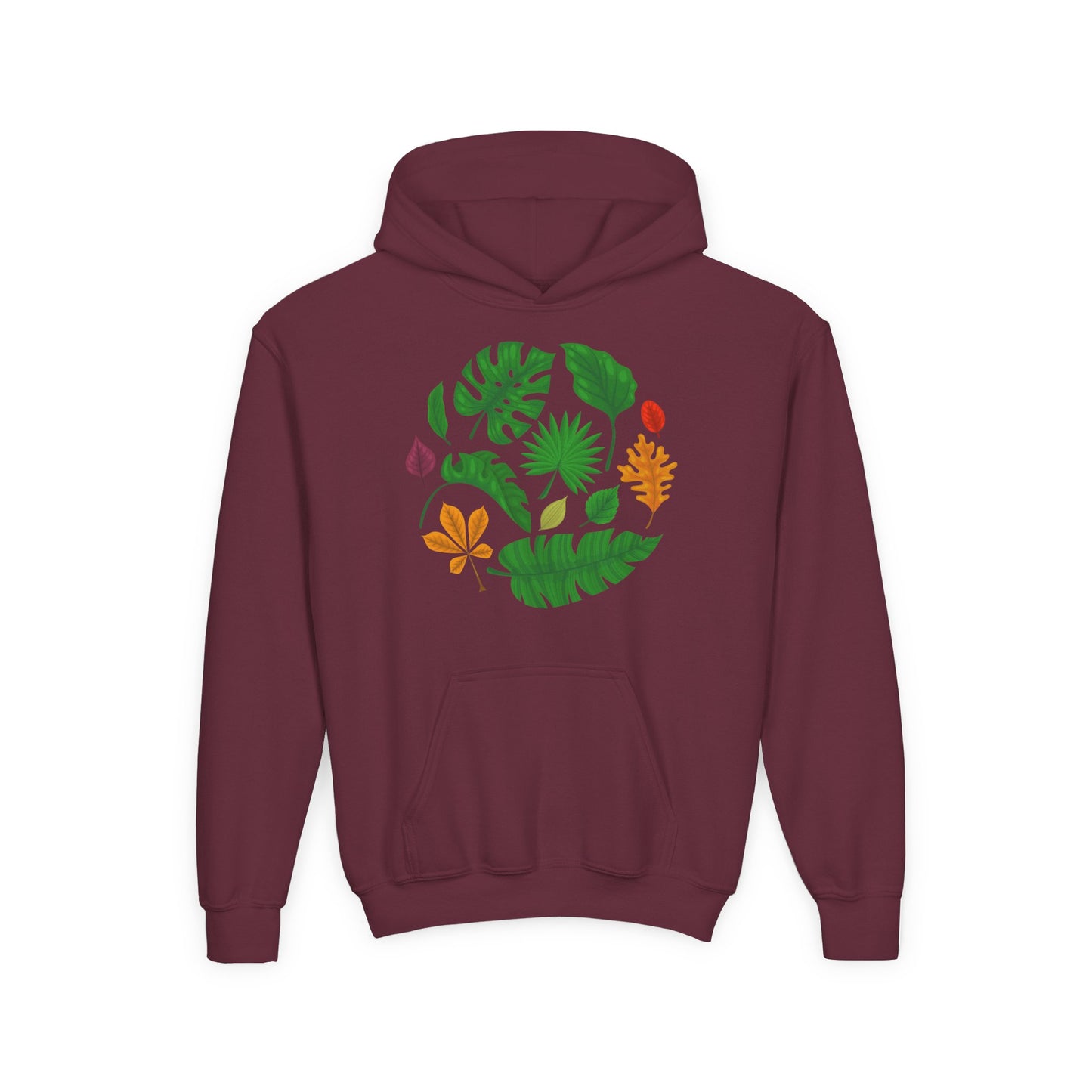 Youth Heavy Blend Hooded Sweatshirt - Beautiful leaves