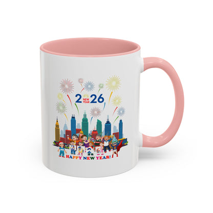 Accent Coffee Mug - Happy new year with fireworks - [[{"value":"Wonderwear Kid"}]]