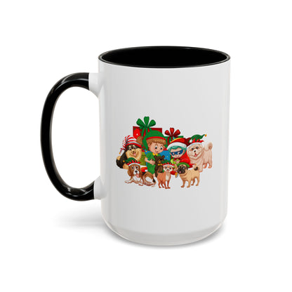 Accent Coffee Mug - Christmas with super kiddo pet friends without text - [[{"value":"Wonderwear Kid"}]]