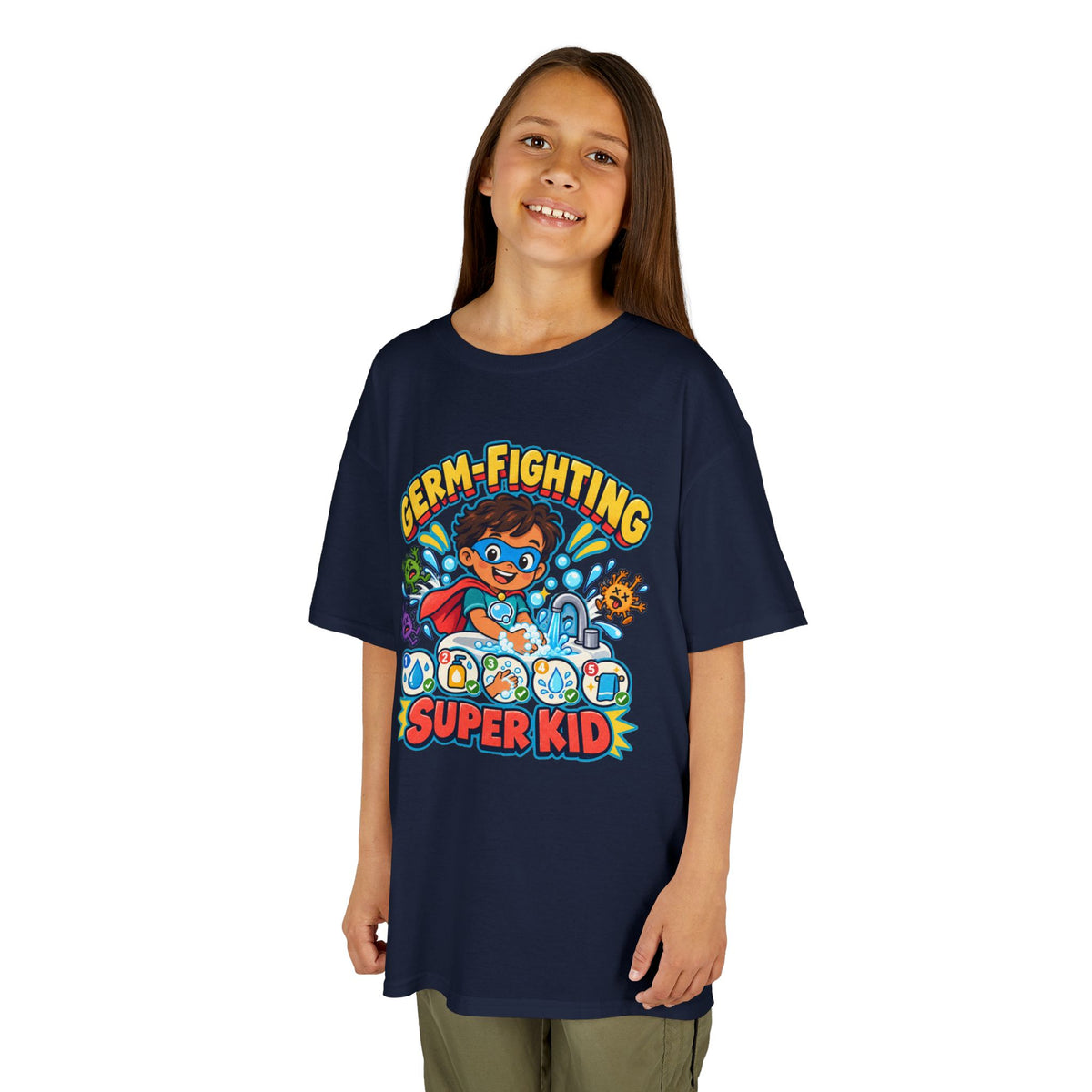 Kids Heavy Cotton™ Tee - Germ-Fighting Super Kid