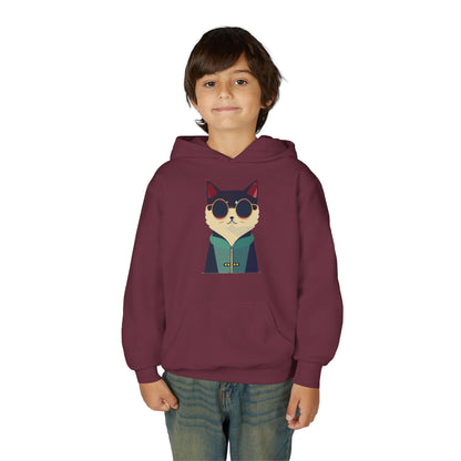 Kids Cool Cat Sunglasses Hoodie Printify