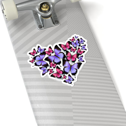 Kiss-Cut Vinyl Decals - Heart shape monarch butterfly Printify