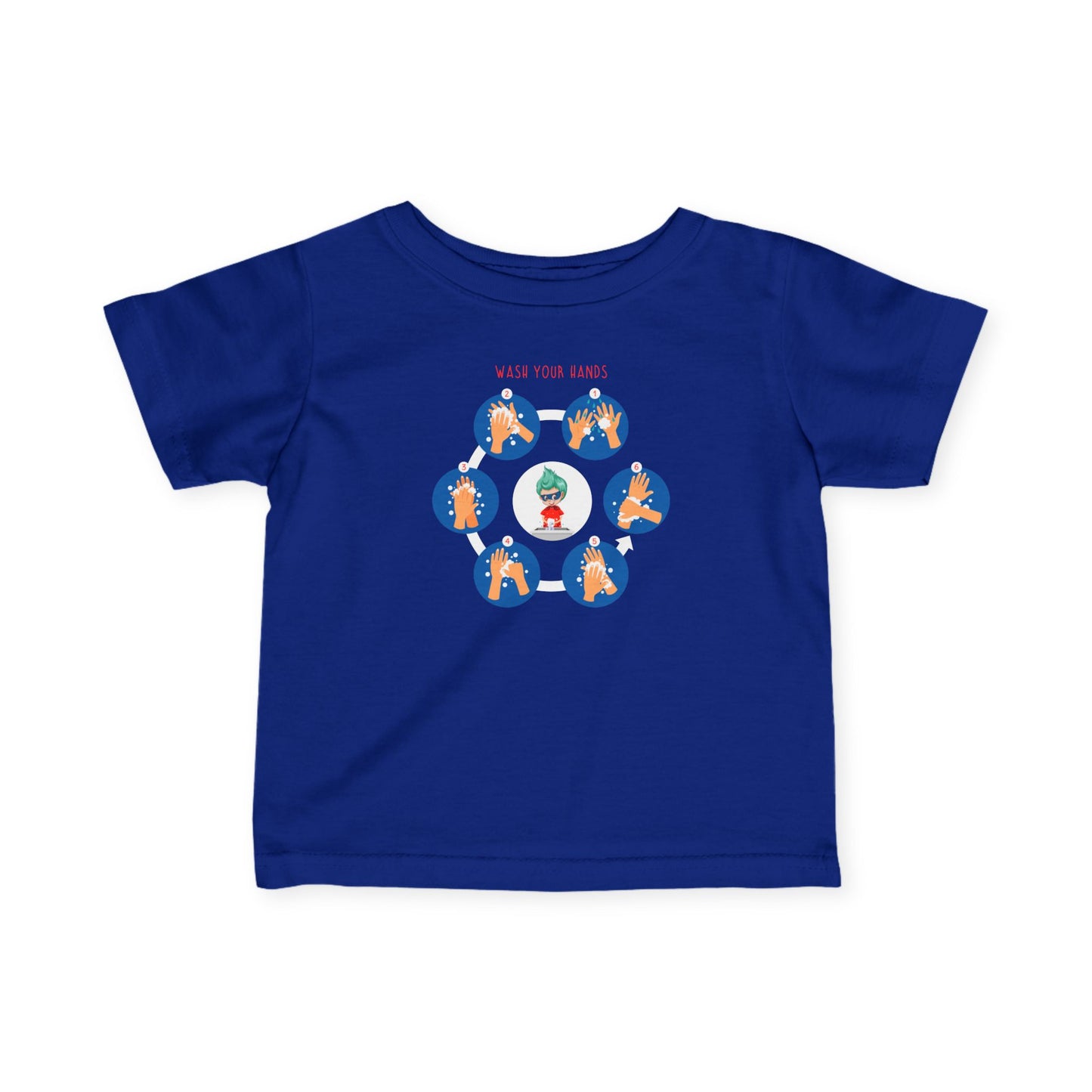 Infant Fine Jersey Tee - Super kiddo teaching how to wash hands - [[{"value":"Wonderwear Kid"}]]