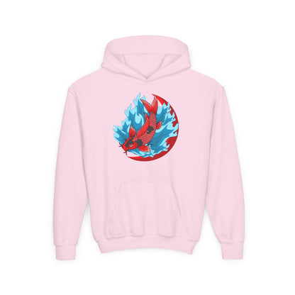Youth Heavy Blend Hooded Sweatshirt - Red koi Printify
