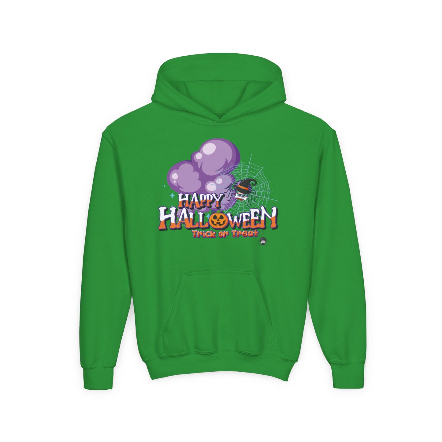 Youth Heavy Blend Hooded Sweatshirt - Happy holloween - spider kiddo