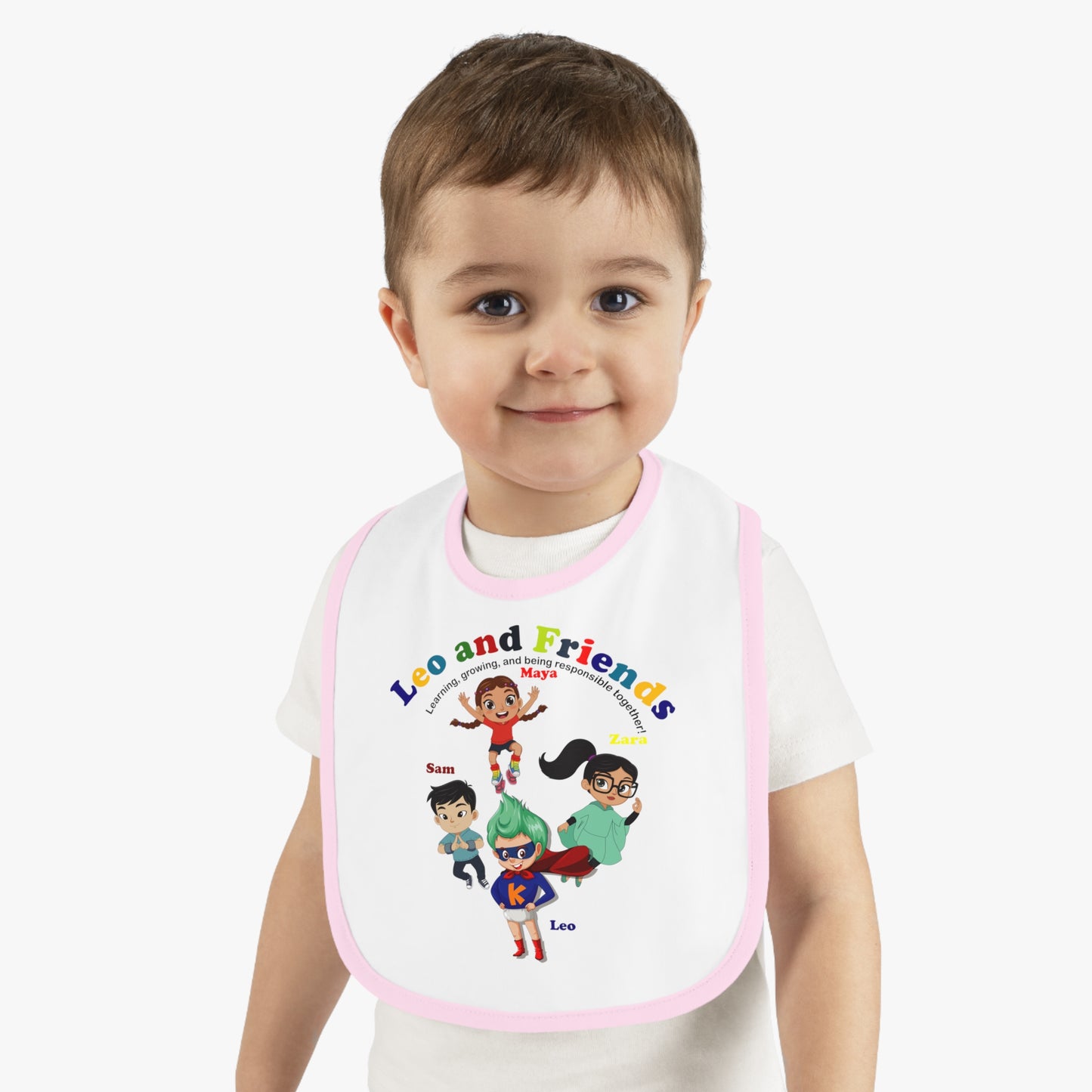 Baby Bib - Leo & Friends - Learning and growing