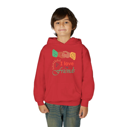 Youth Heavy Blend Hooded Sweatshirt - I love my friends Printify