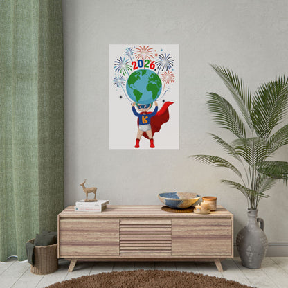 Rolled Posters - Super kiddo holding globe - [[{"value":"Wonderwear Kid"}]]