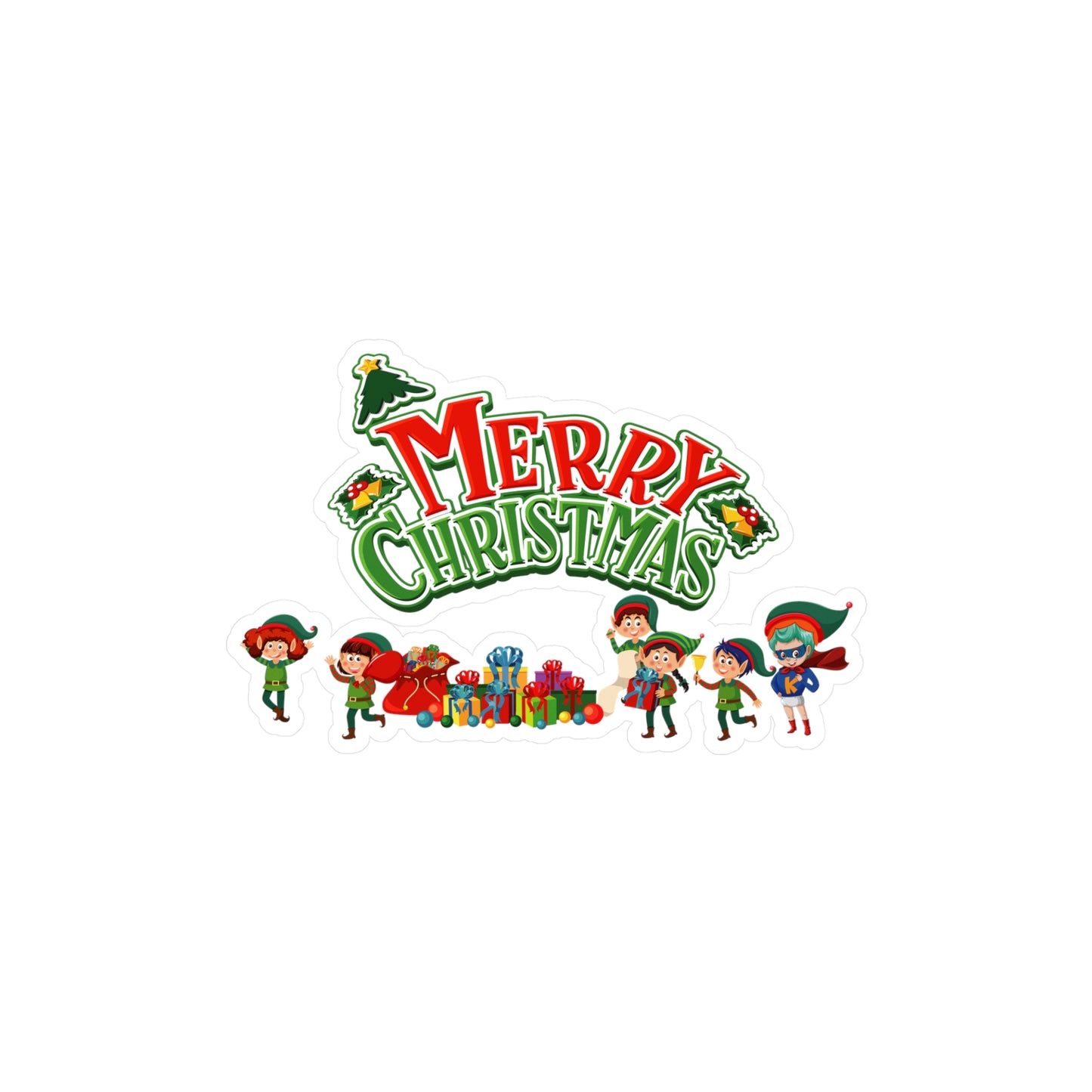 Christmas Kiss-Cut Vinyl Decals – Merry christmas from super friends - [[{"value":"Wonderwear Kid"}]]