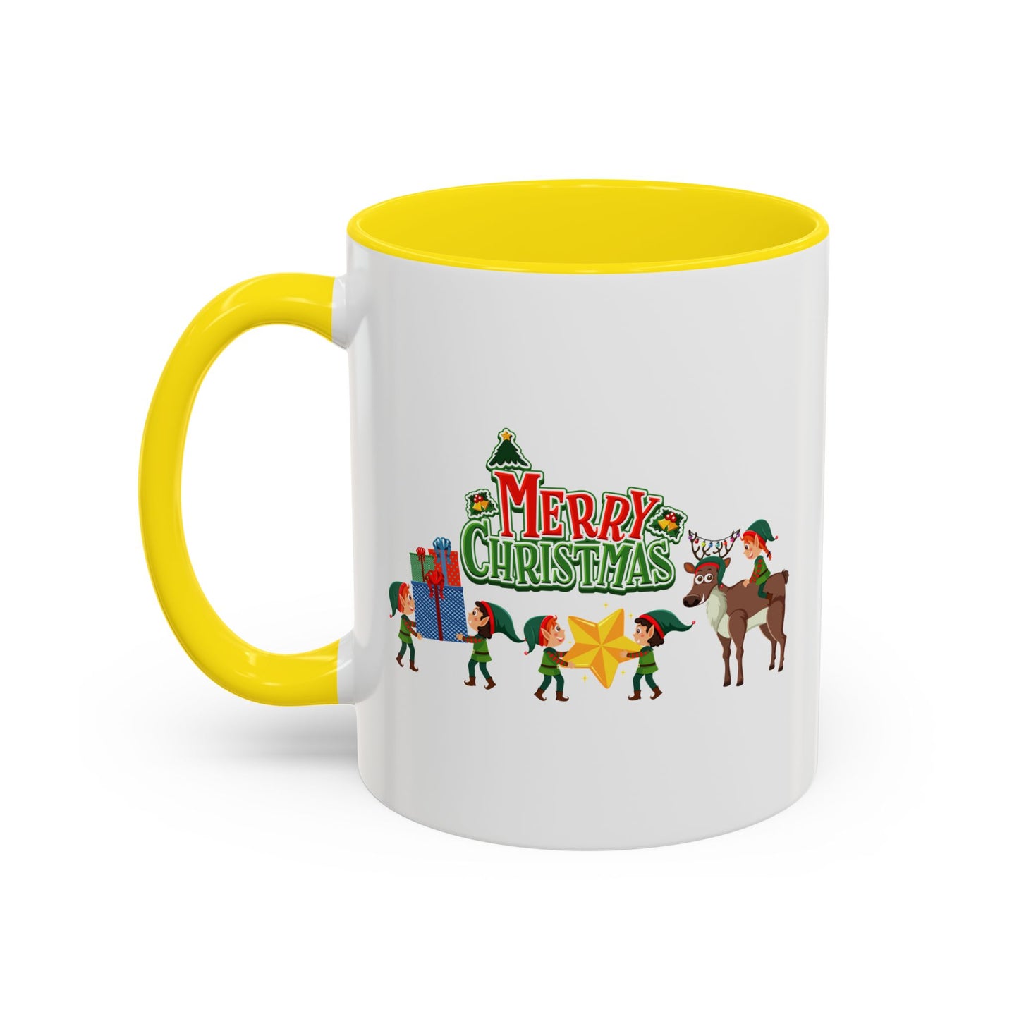Accent Coffee Mug - Merry christmas and reindeer