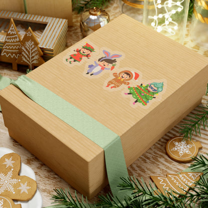 Kiss-Cut Stickers - Super kiddo in christmas tree attire - [[{"value":"Wonderwear Kid"}]]