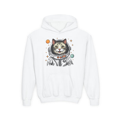Youth Heavy Blend Hooded Sweatshirt - Astronaut cat Printify