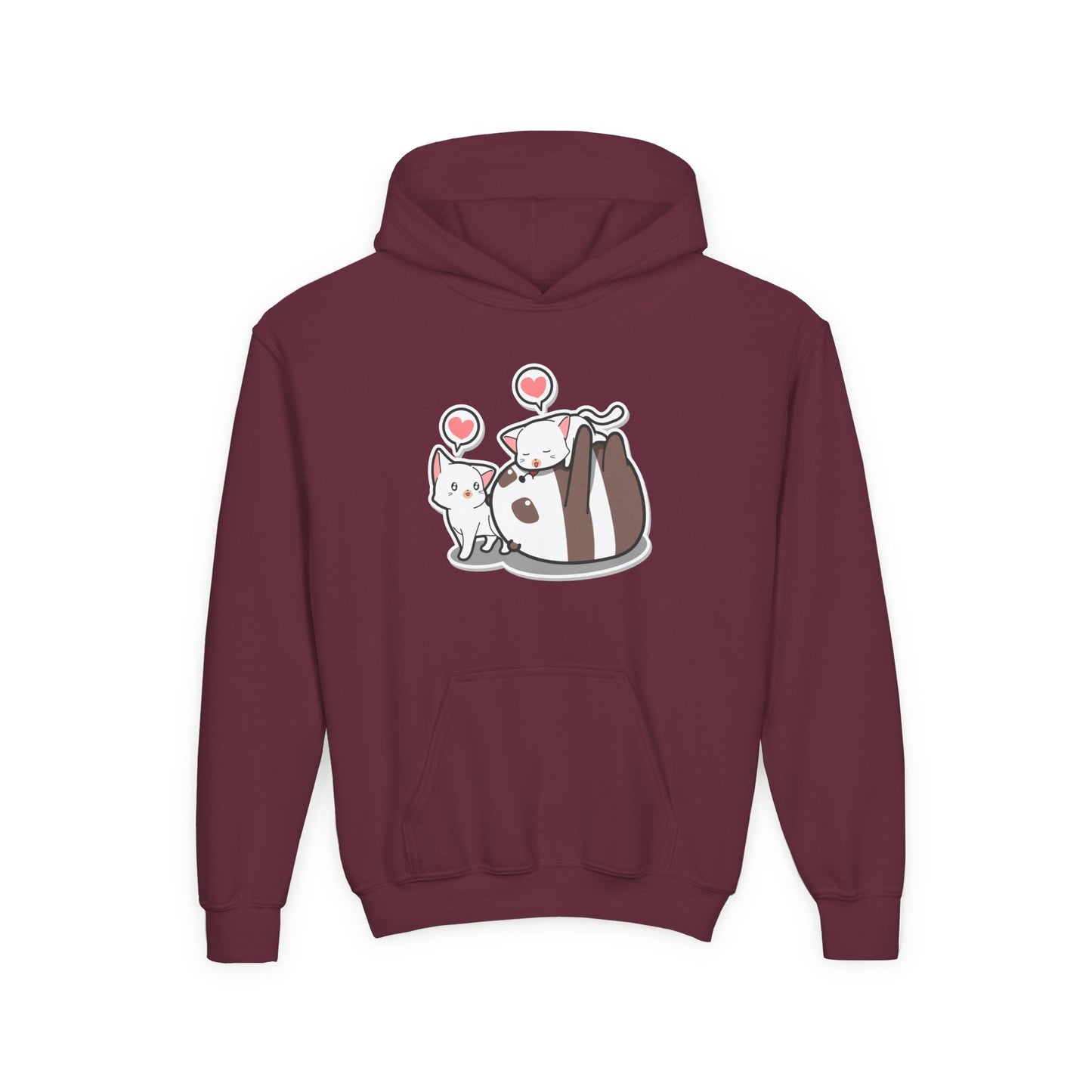 Youth Heavy Blend Hooded Sweatshirt - The panda and cat
