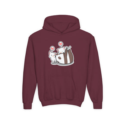 Youth Heavy Blend Hooded Sweatshirt - The Panda and Cat Printify