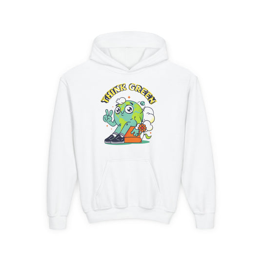 Youth Heavy Blend Hooded Sweatshirt - Think Green' Design