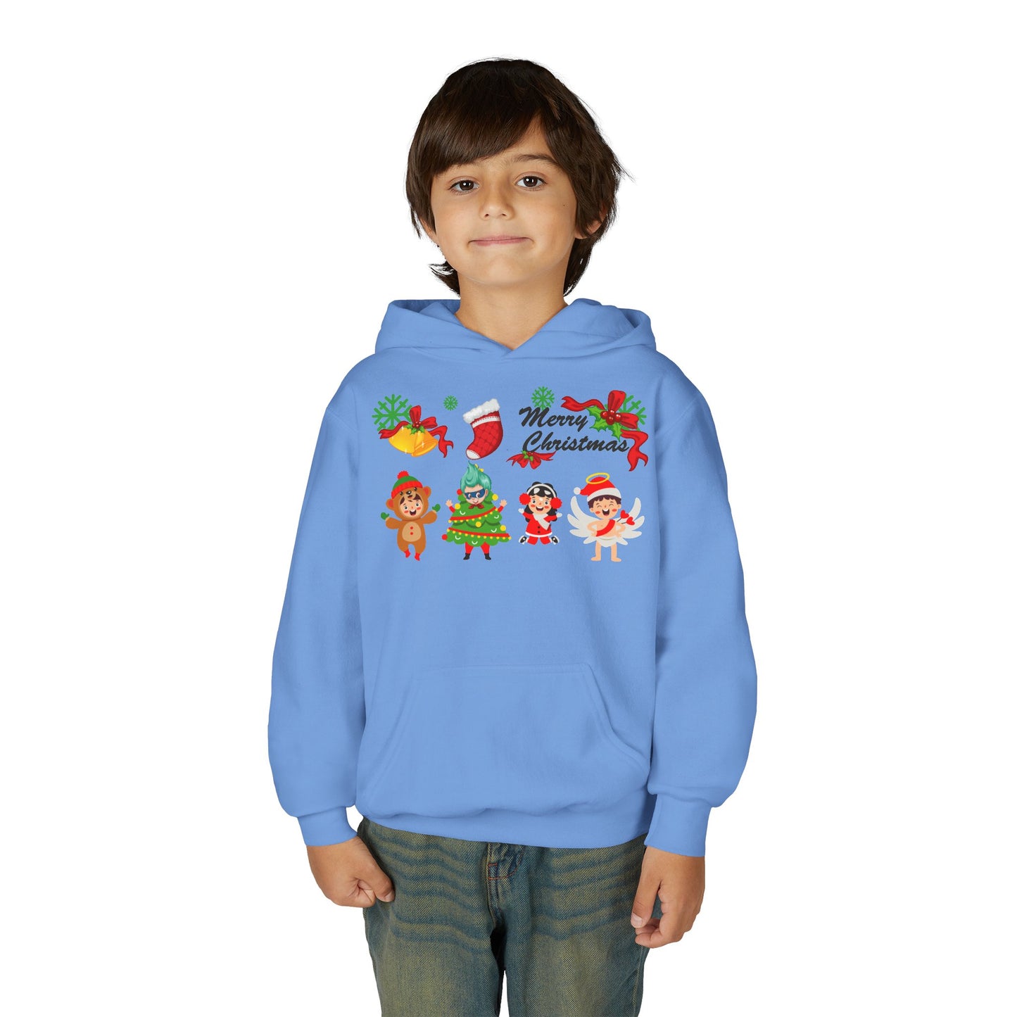 Youth Heavy Blend Hooded Sweatshirt - Merry christmas from super kid