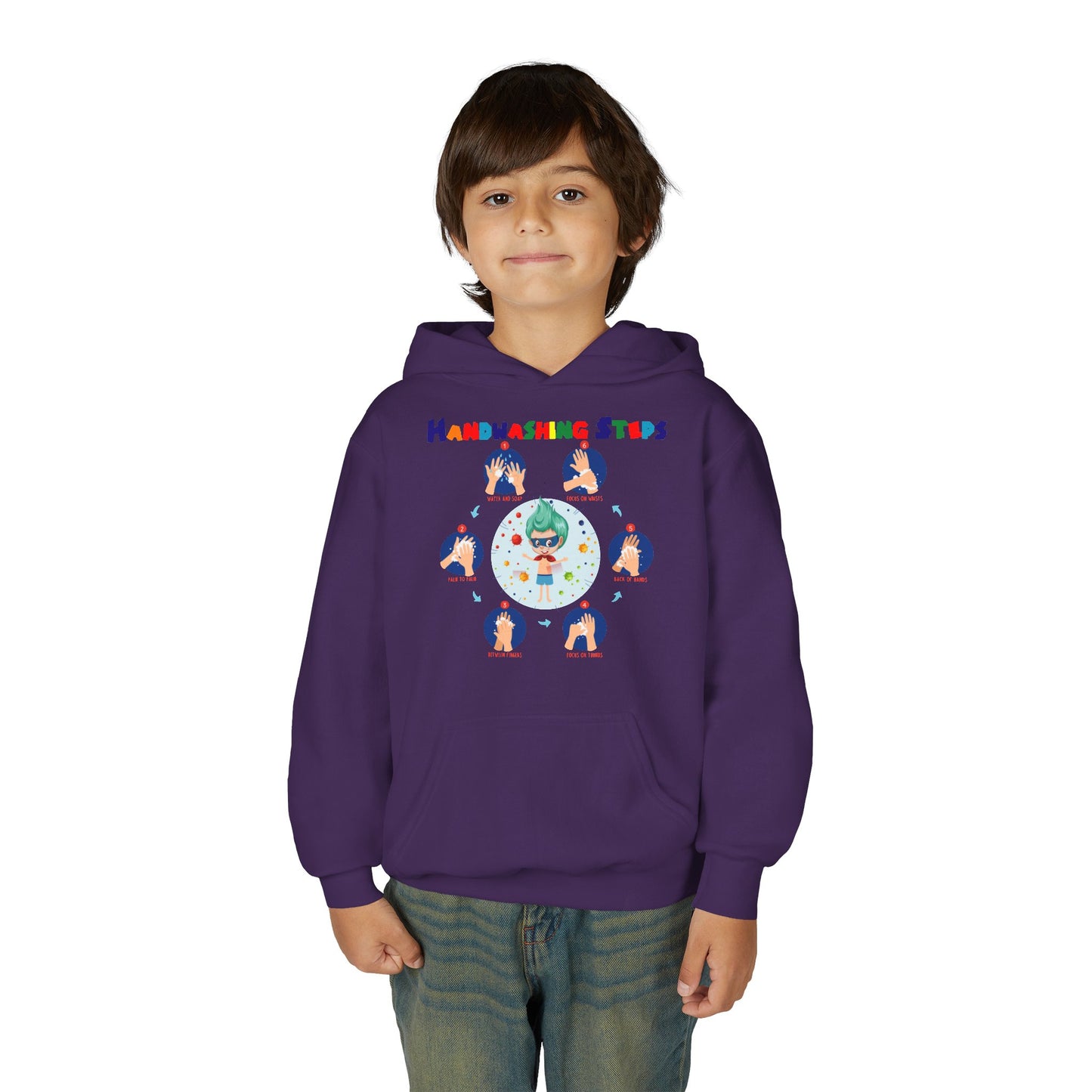 Youth Heavy Blend Hooded Sweatshirt - Super kiddo how to wash hand properly