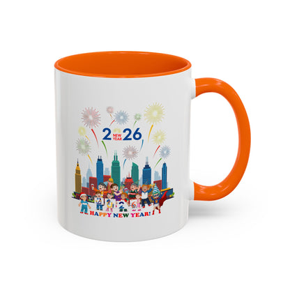 Accent Coffee Mug - Happy new year with fireworks - [[{"value":"Wonderwear Kid"}]]