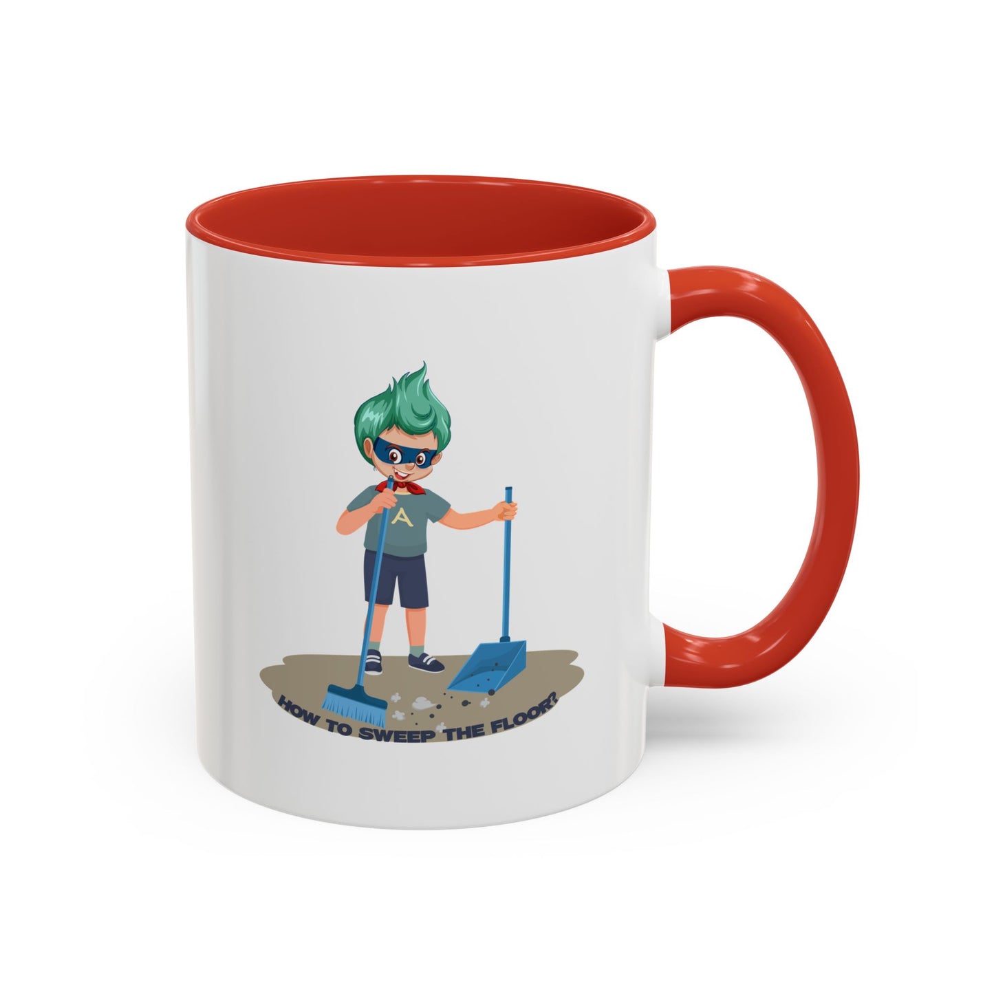 Accent Coffee Mug - Super kiddo sweeping floor