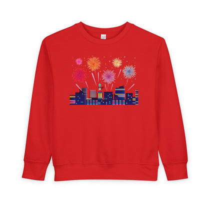 Toddler Sweatshirt - Super kiddo with fireworks - [[{"value":"Wonderwear Kid"}]]
