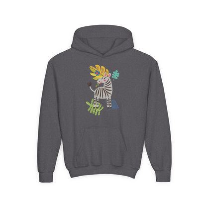 Youth Heavy Blend Hooded Sweatshirt -Zebra Printify