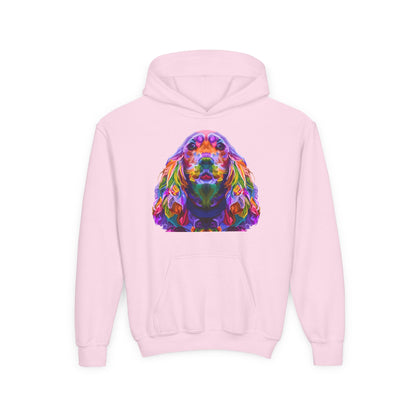 Youth hoodie with adorable golden retriever design Printify