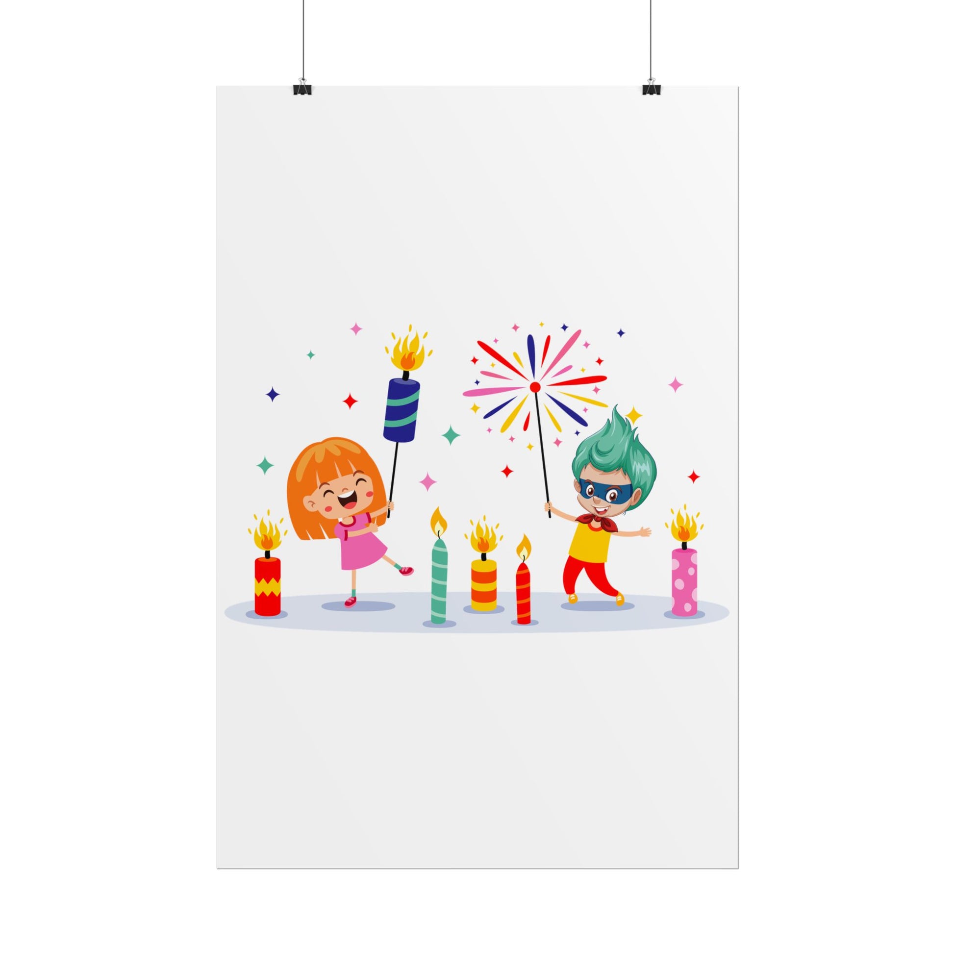 Rolled Posters - Super kiddo lighting fireworks - [[{"value":"Wonderwear Kid"}]]