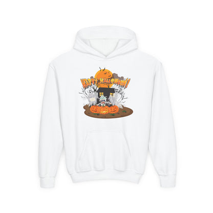 Youth Heavy Blend Hooded Sweatshirt - Super kiddo with ghost - [[{"value":"Wonderwear Kid"}]]
