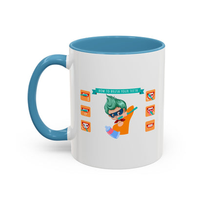 Accent Coffee Mug - Super kiddo how to brush teeth - [[{"value":"Wonderwear Kid"}]]